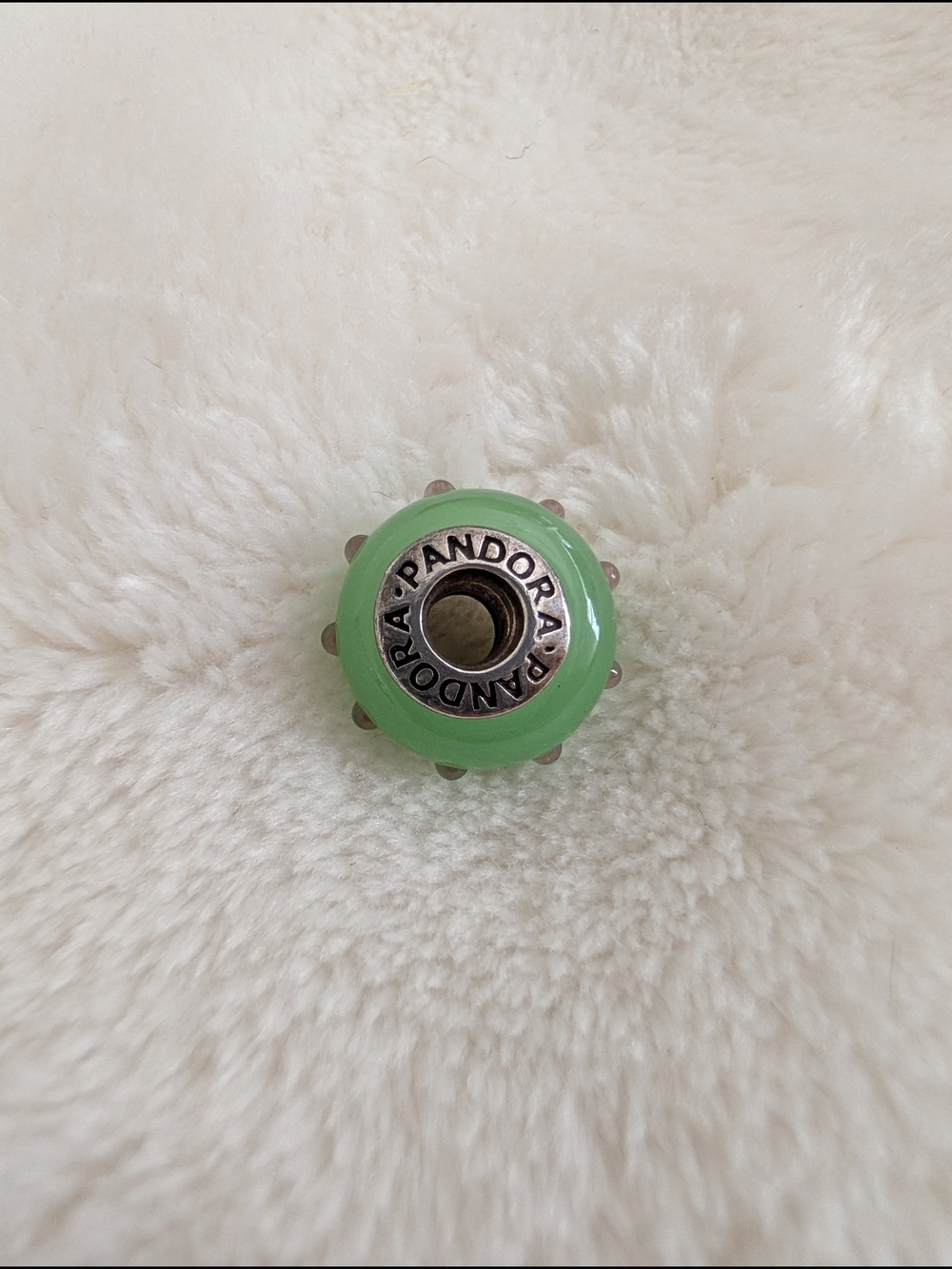 Pandora Retired Seeing Spots Green Murano Glass Charm 925 ALE